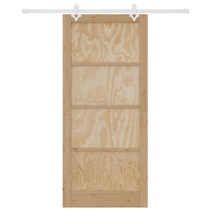 Sliding Door 93 x 211 cm Engineered Wood Natural and White