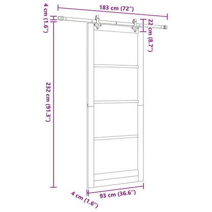 Sliding Door 93 x 232 cm Engineered Wood White
