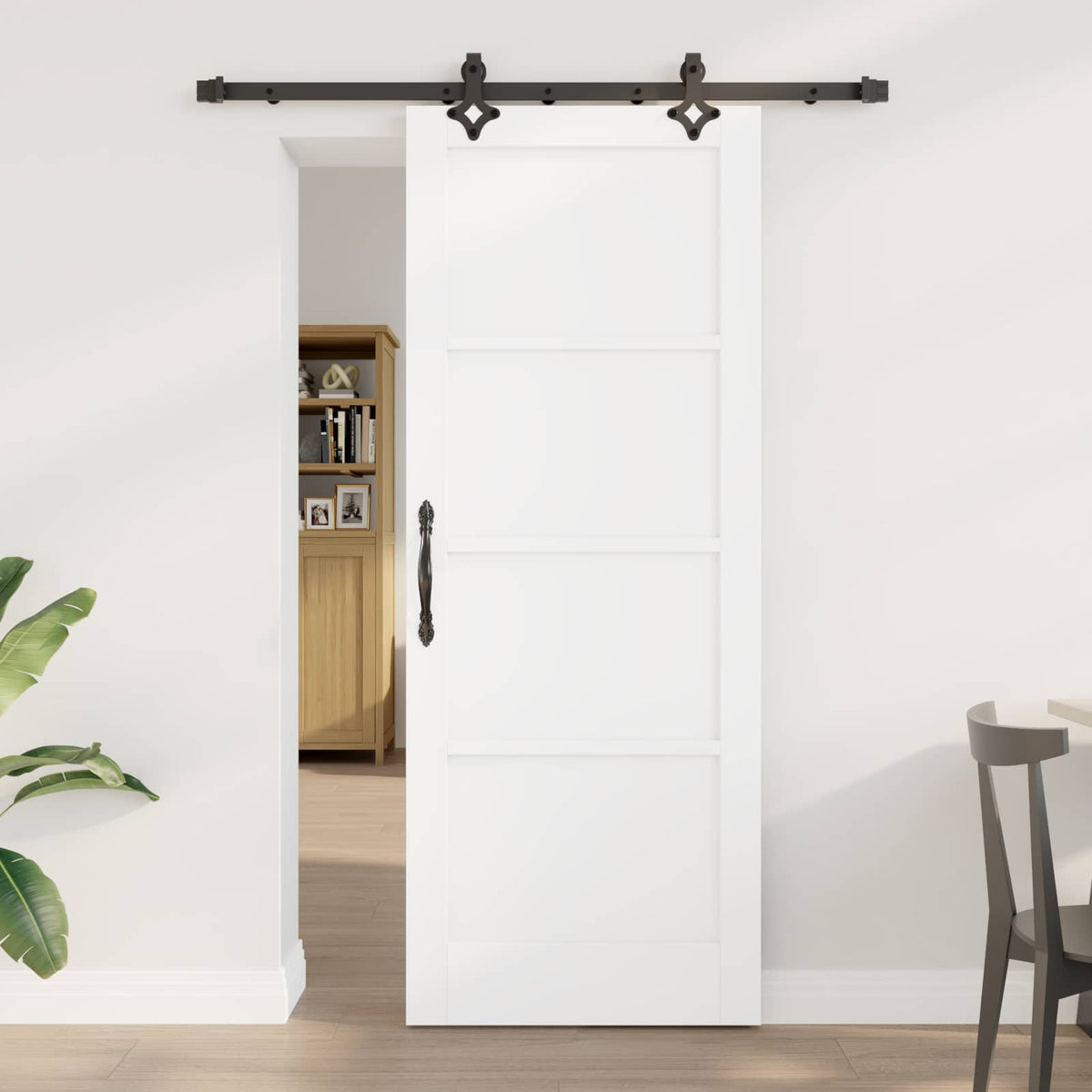 Sliding Door ORKDAL 78 x 202 cm Engineered Wood White and Black