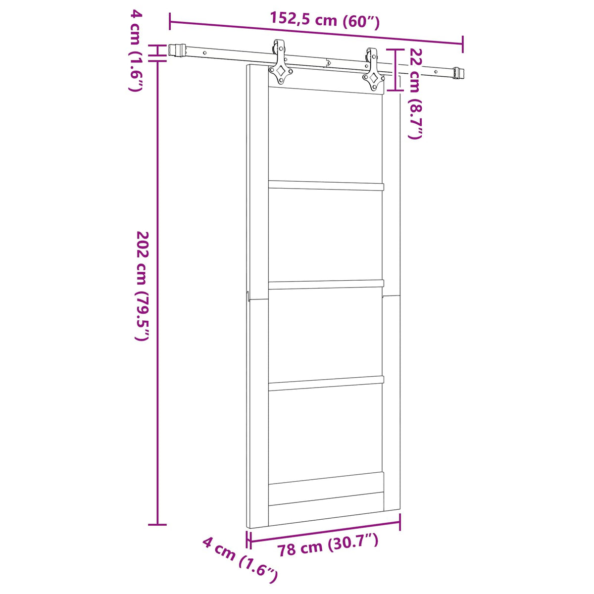 Sliding Door ORKDAL 78 x 202 cm Engineered Wood White and Black