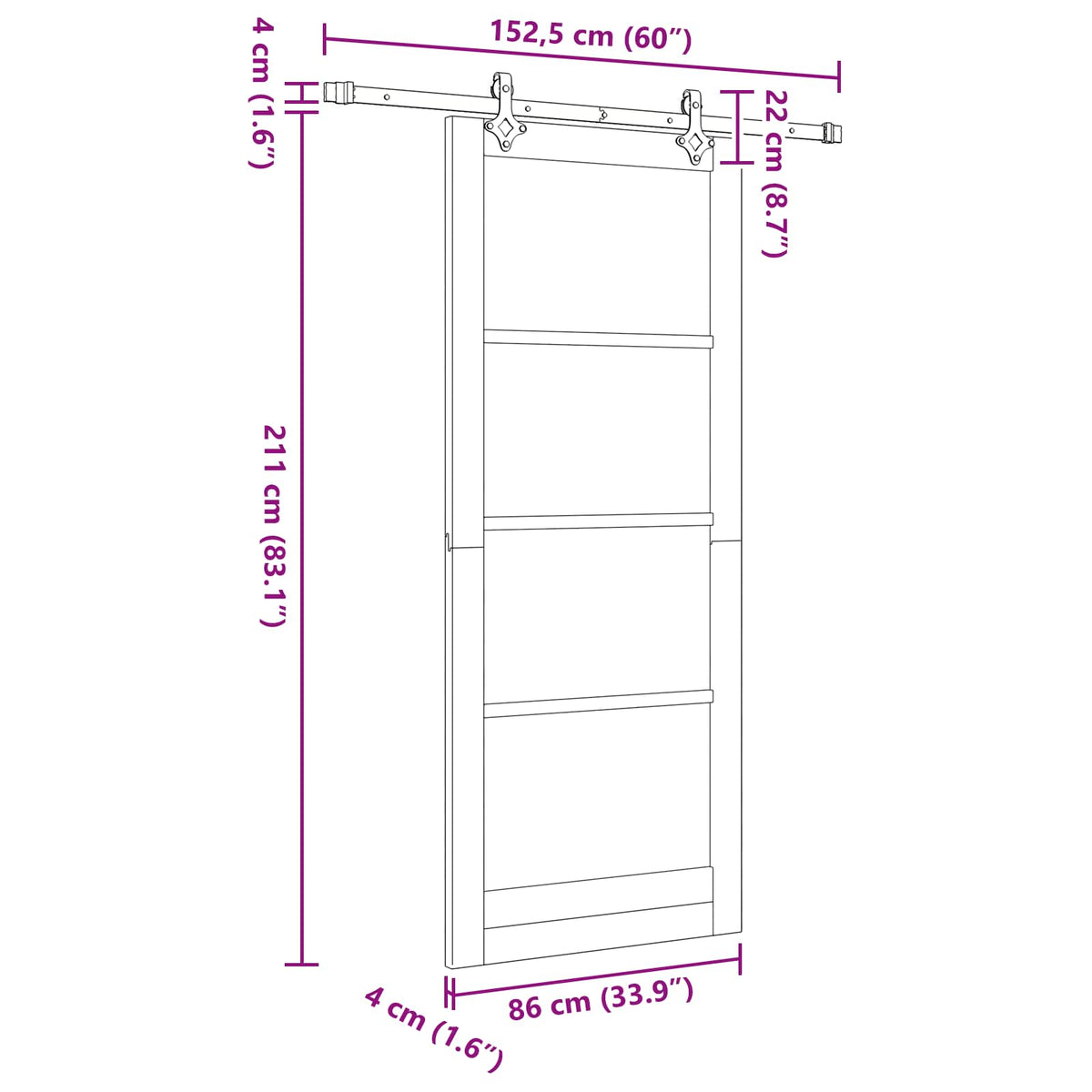 Sliding Door ORKDAL 86 x 211 cm Engineered Wood White and Black