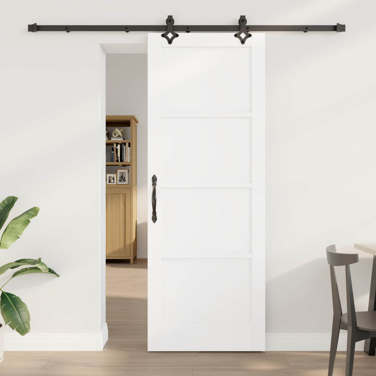 Sliding Door ORKDAL 78 x 211 cm Engineered Wood White and Black