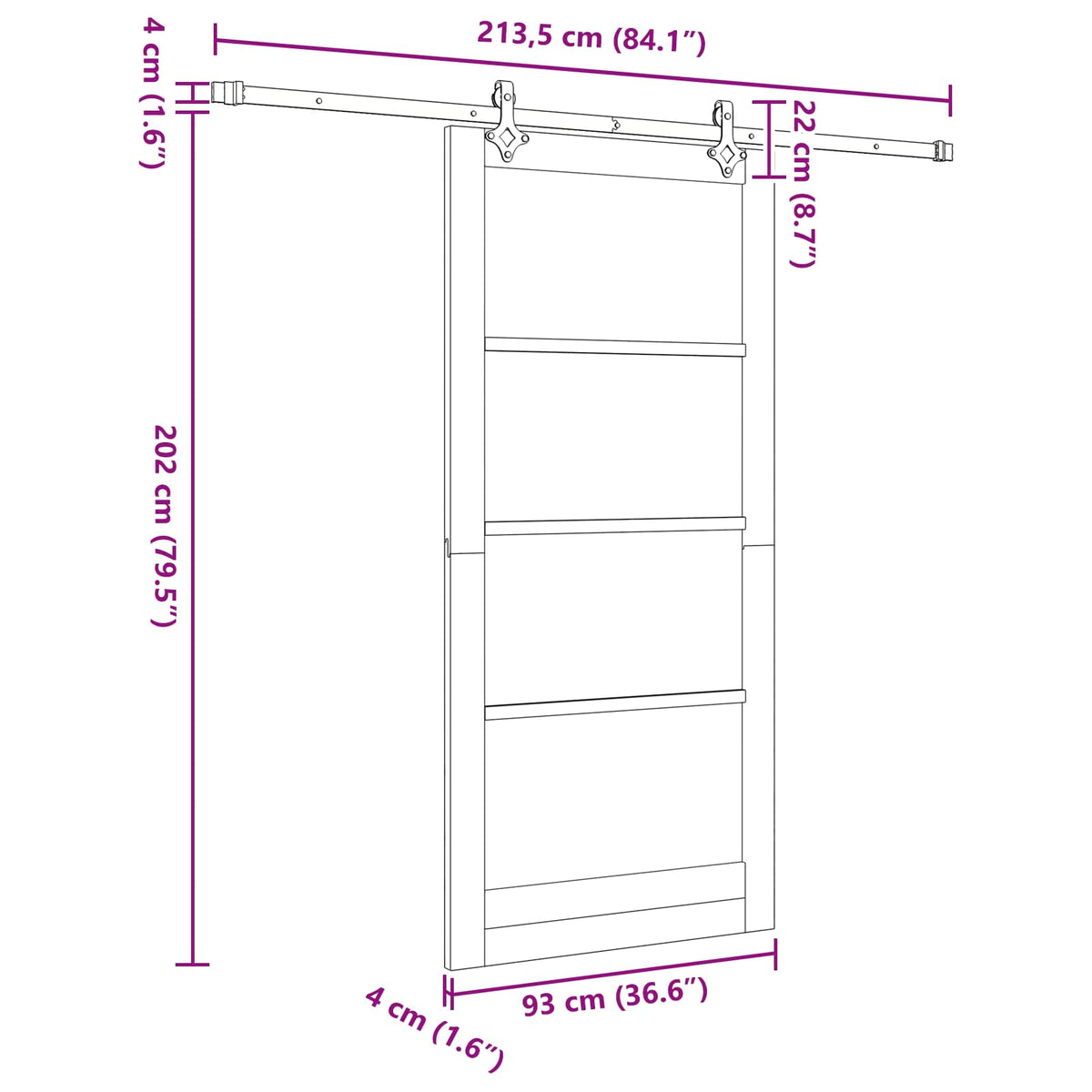 Sliding Door ORKDAL 93 x 202 cm Engineered Wood