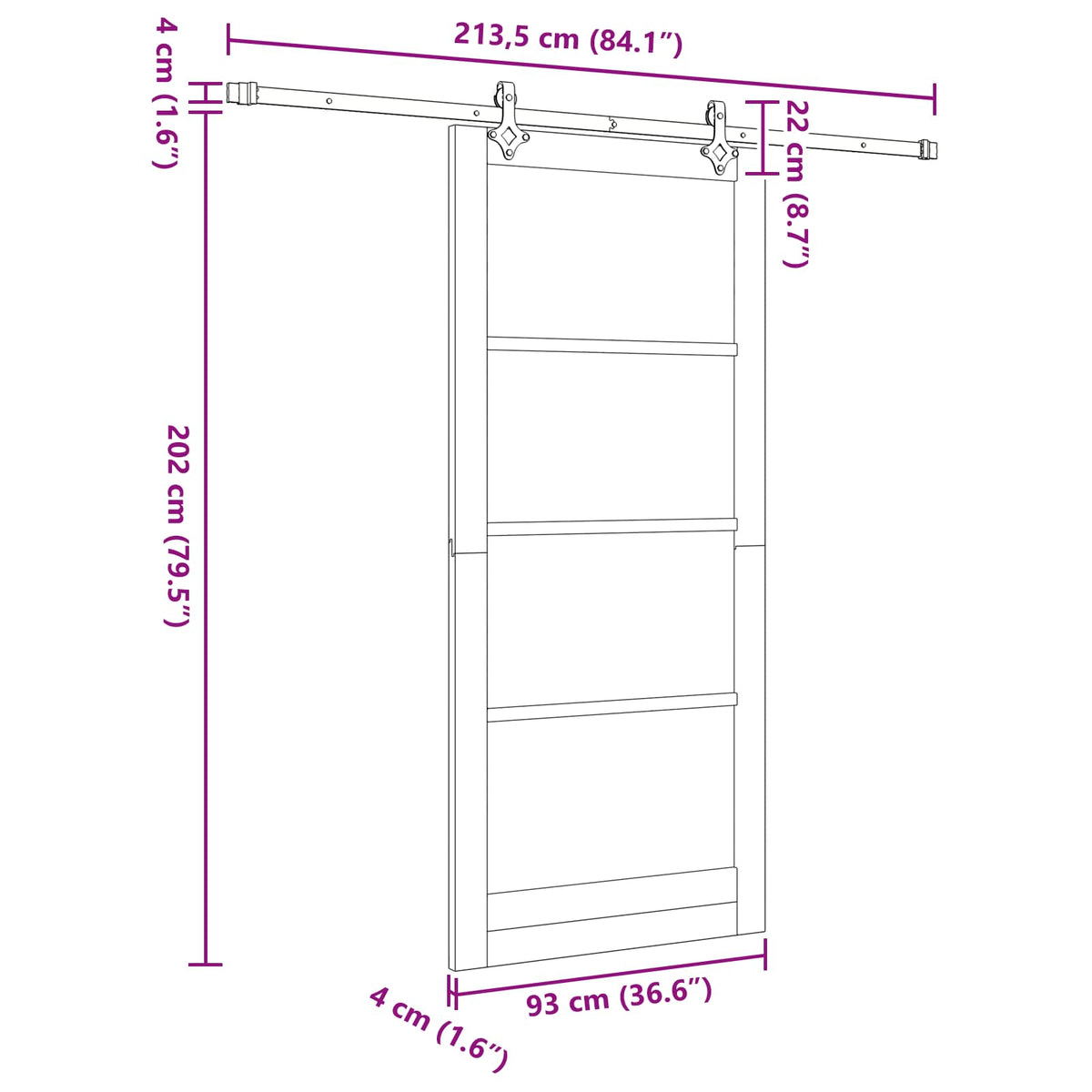 Sliding Door ORKDAL 93 x 211 cm Engineered Wood