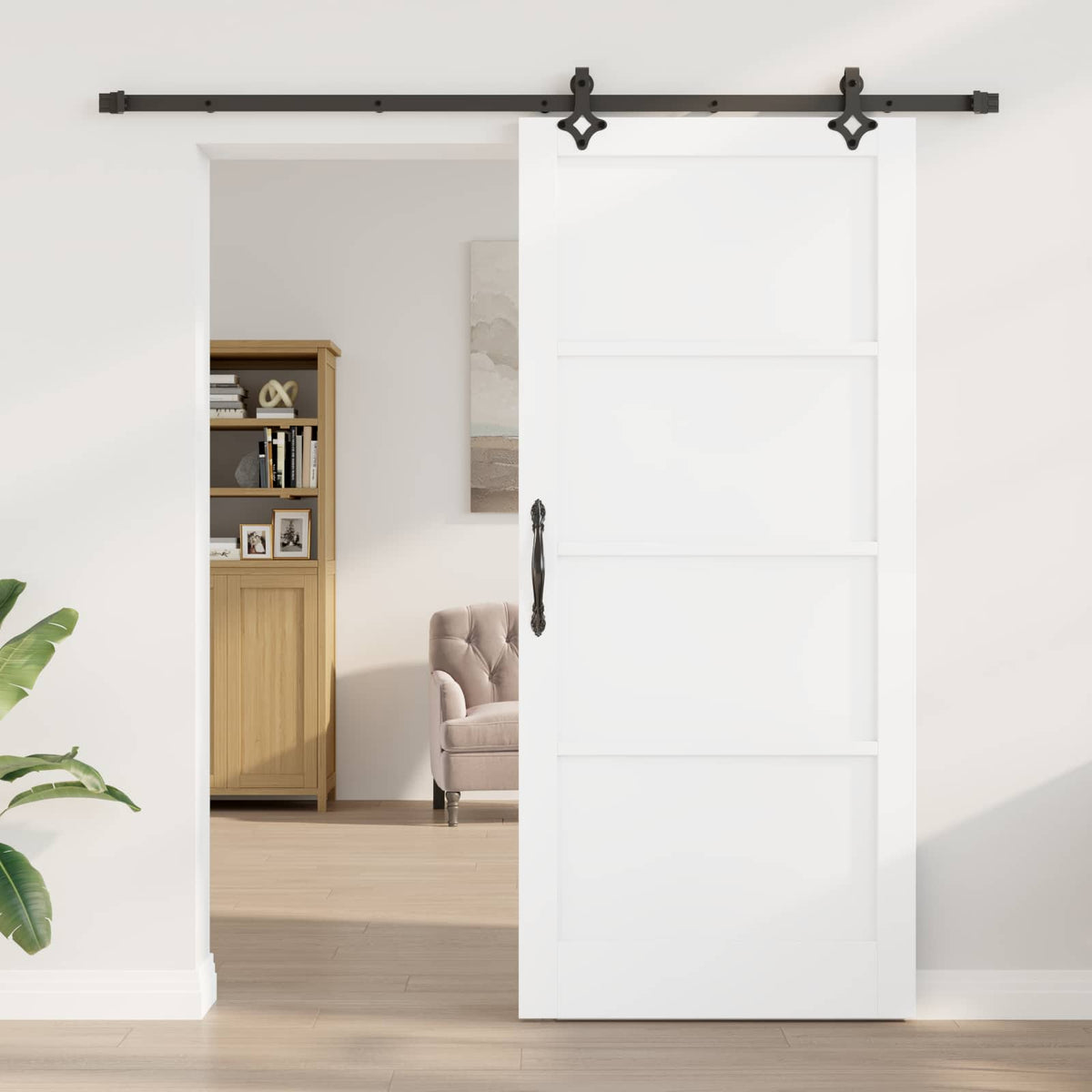Sliding Door ORKDAL 93 x 211 cm Engineered Wood White and Black