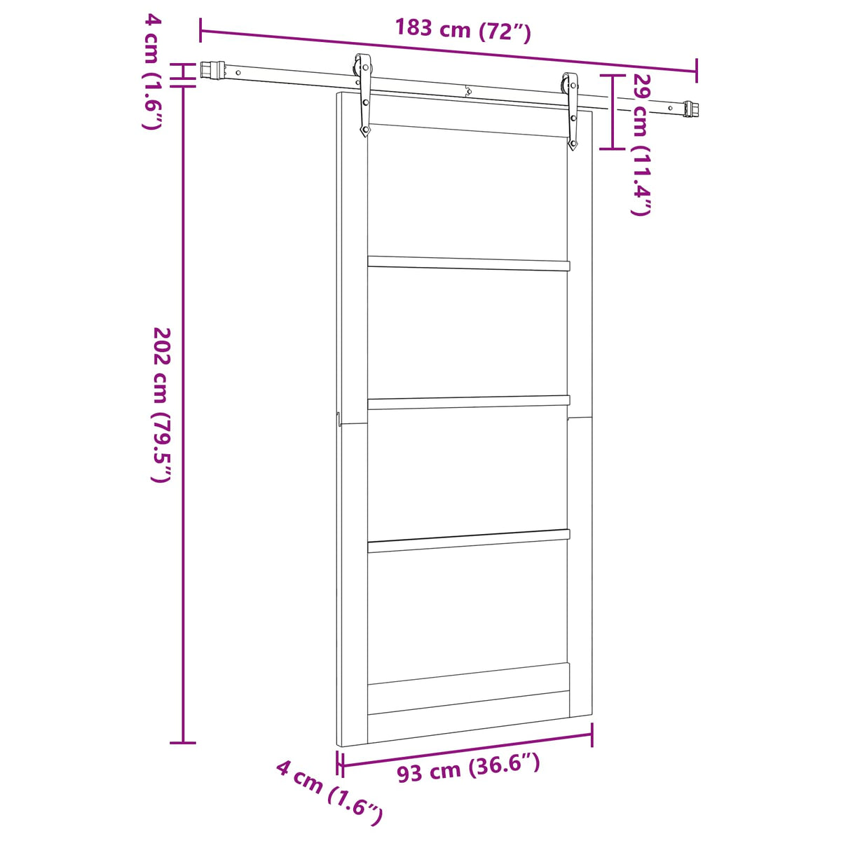 Sliding Door ORKDAL 93 x 202 cm Engineered Wood