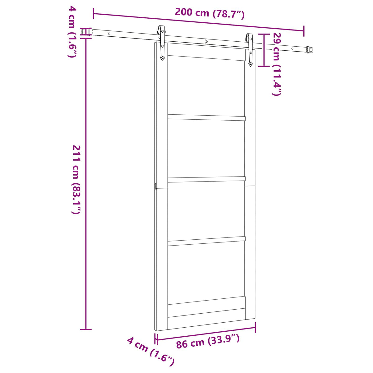 Sliding Door ORKDAL 86 x 211 cm Engineered Wood White and Black