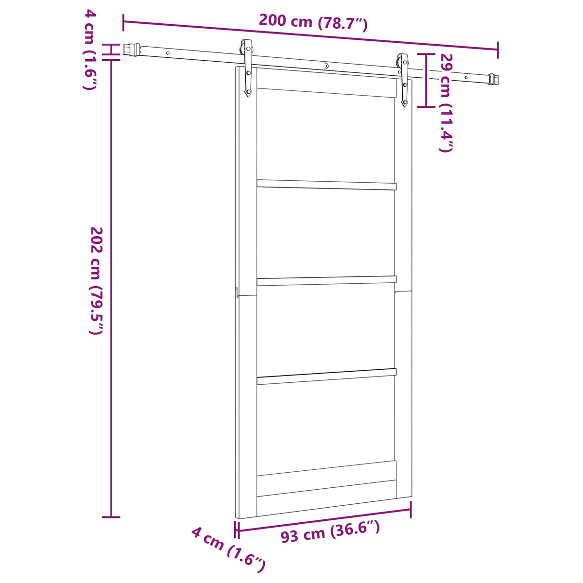 Sliding Door ORKDAL 93 x 202 cm Engineered Wood