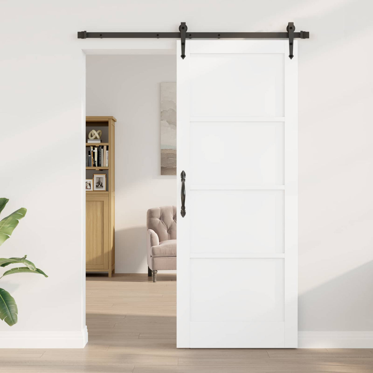 Sliding Door ORKDAL 83 x 211 cm Engineered Wood White and Black