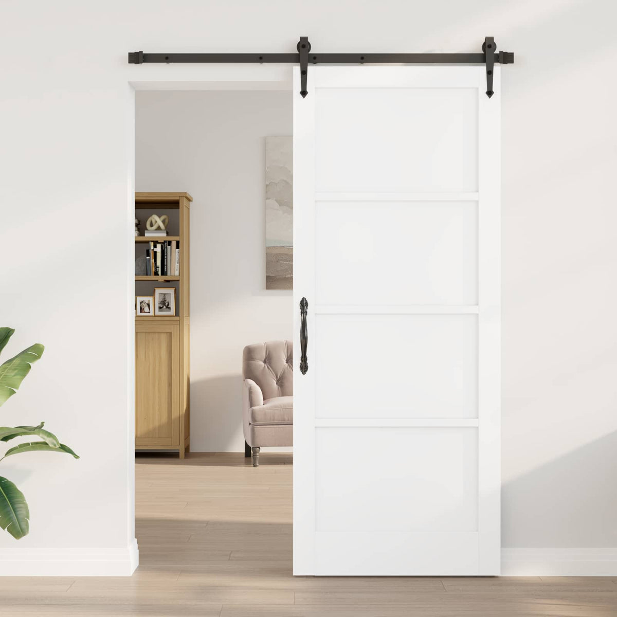 Sliding Door ORKDAL 86 x 211 cm Engineered Wood White and Black