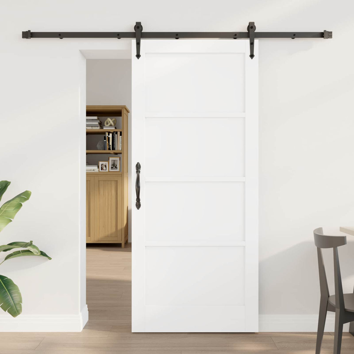 Sliding Door ORKDAL 78 x 202 cm Engineered Wood White and Black