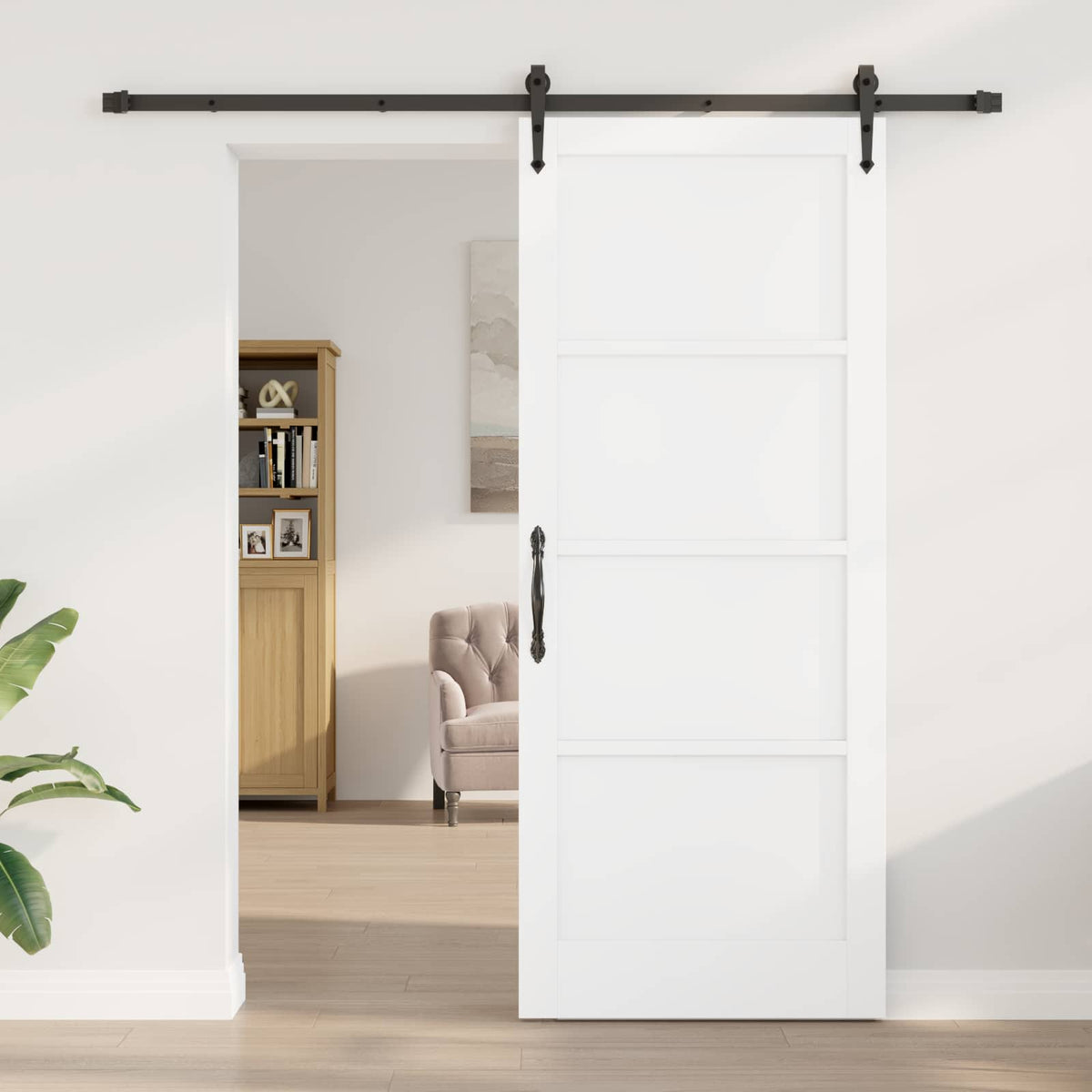 Sliding Door ORKDAL 86 x 211 cm Engineered Wood White and Black