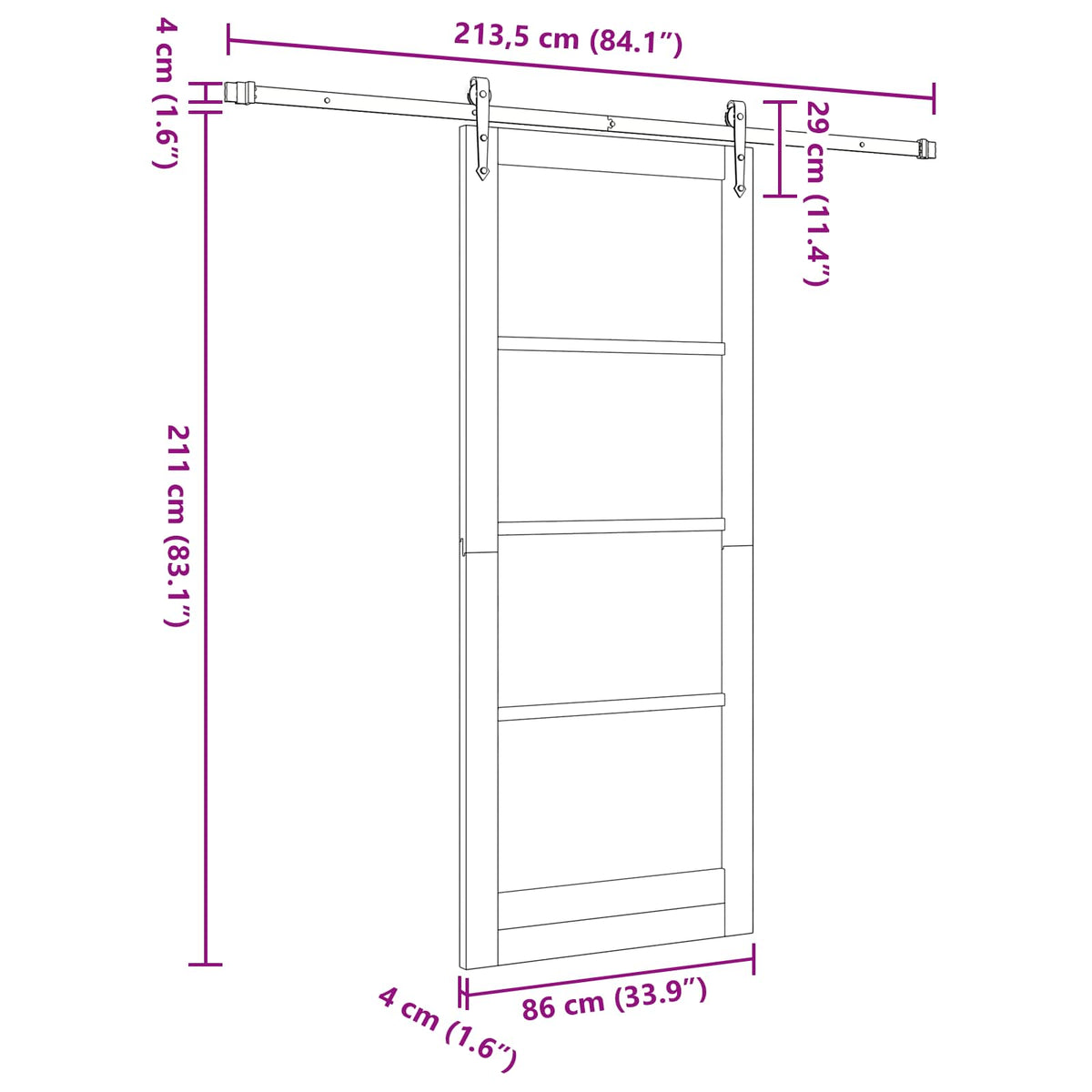 Sliding Door ORKDAL 86 x 211 cm Engineered Wood White and Black