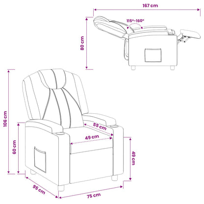 Recliner Chair White 75 x 95 x 106 cm Fabric