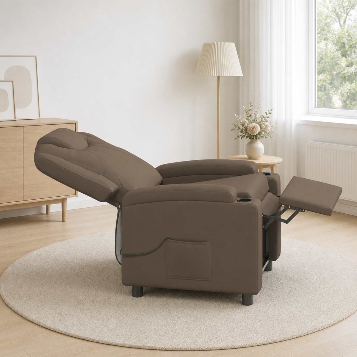 Recliner Massage Chair Grey 75 x 95 x 106 cm Fabric