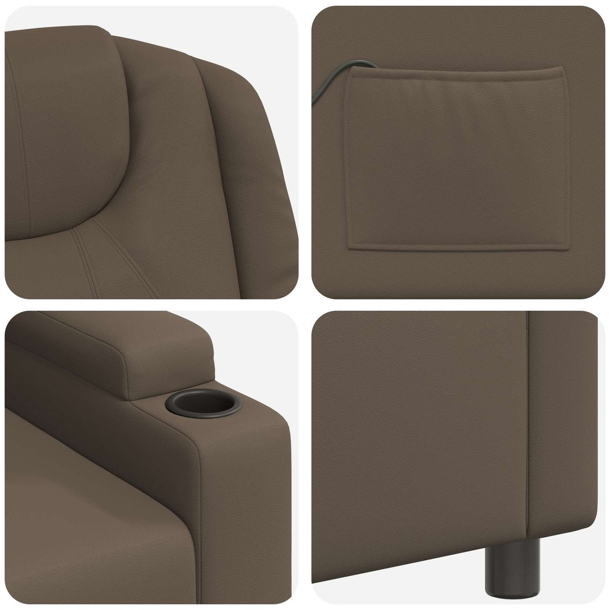 Recliner Massage Chair Grey 75 x 95 x 106 cm Fabric