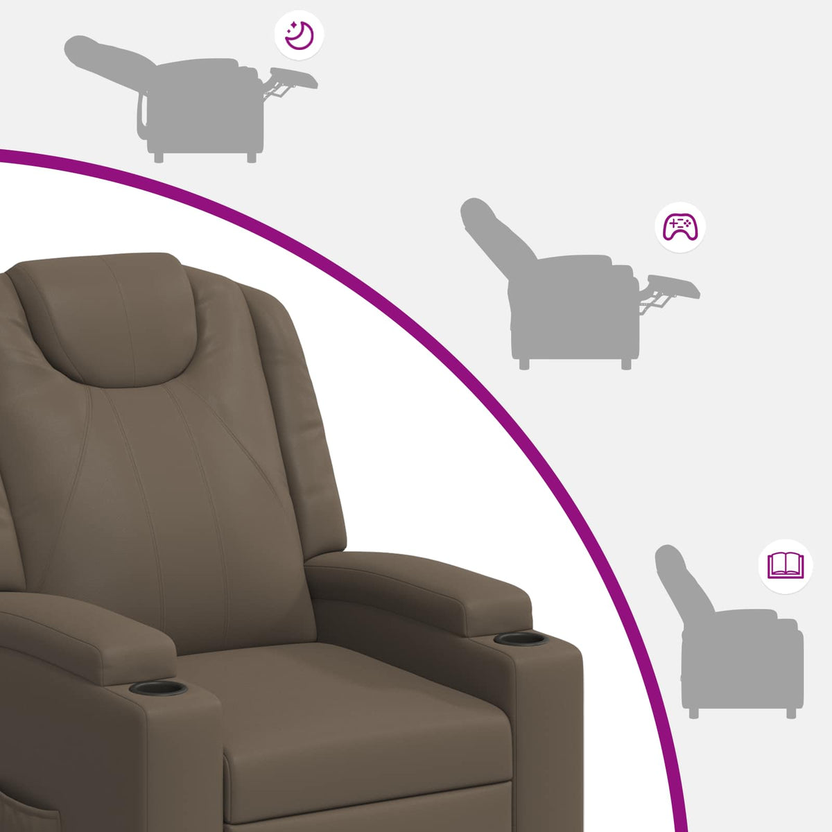 Recliner Massage Chair Grey 75 x 95 x 106 cm Fabric