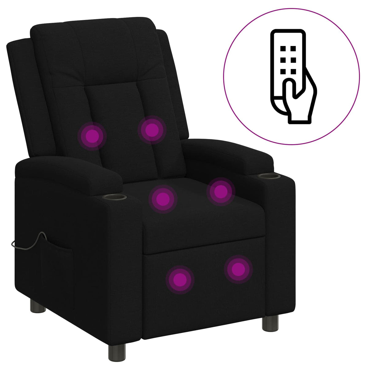 Recliner Massage Chair Black 75 x 95 x 100 cm Fabric