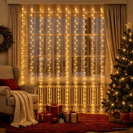 Curtain Lights 300 LEDs Warm White 300 x 300 cm