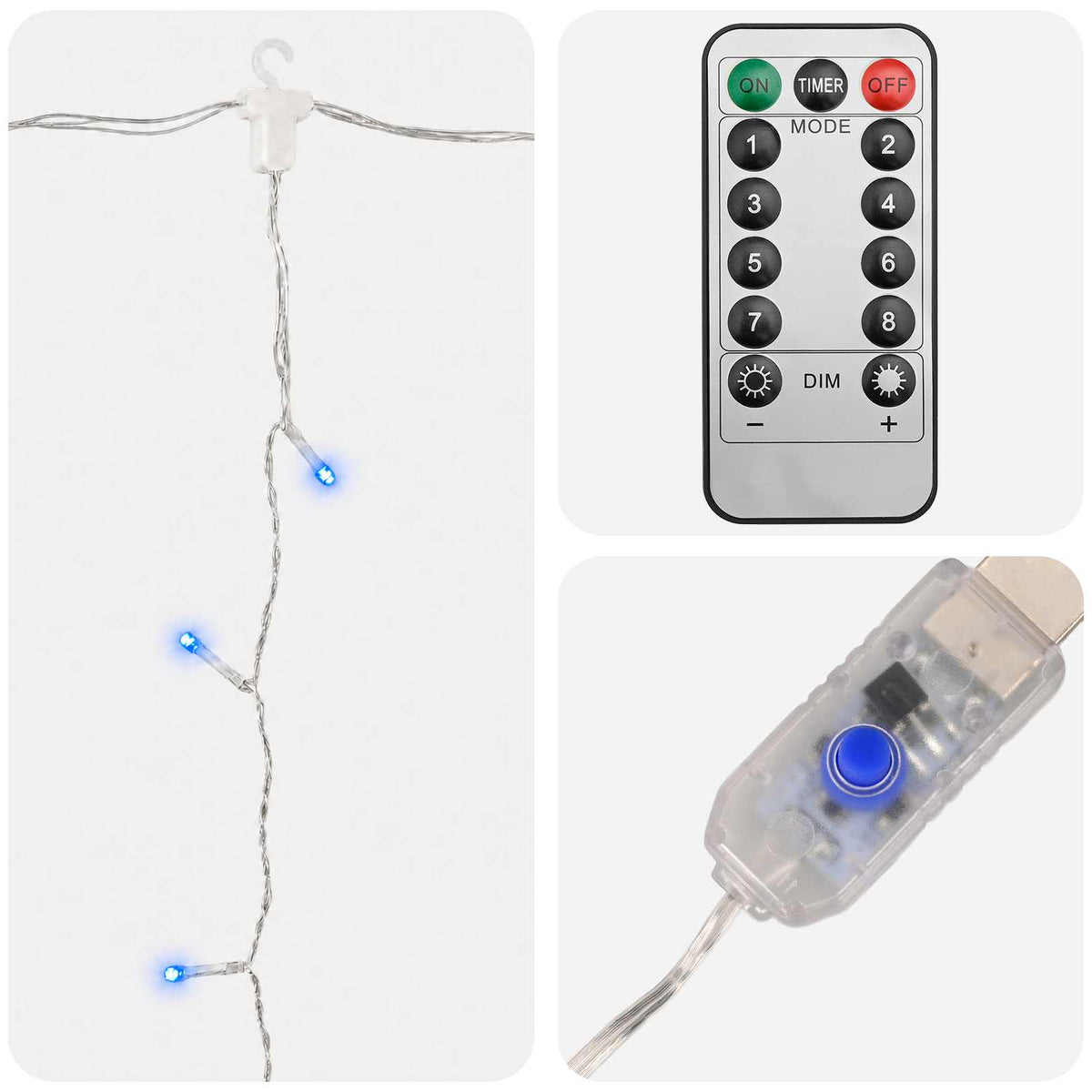 Curtain Lights 300 LEDs Blue 300 x 300 cm