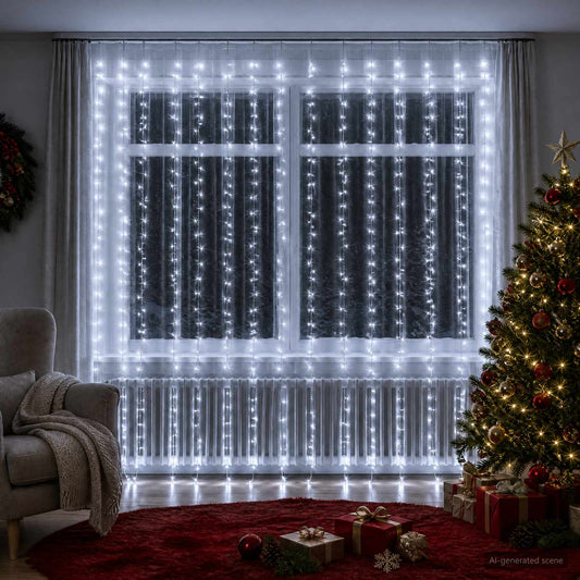Curtain Lights 600 LEDs Cold White 600 x 300 cm