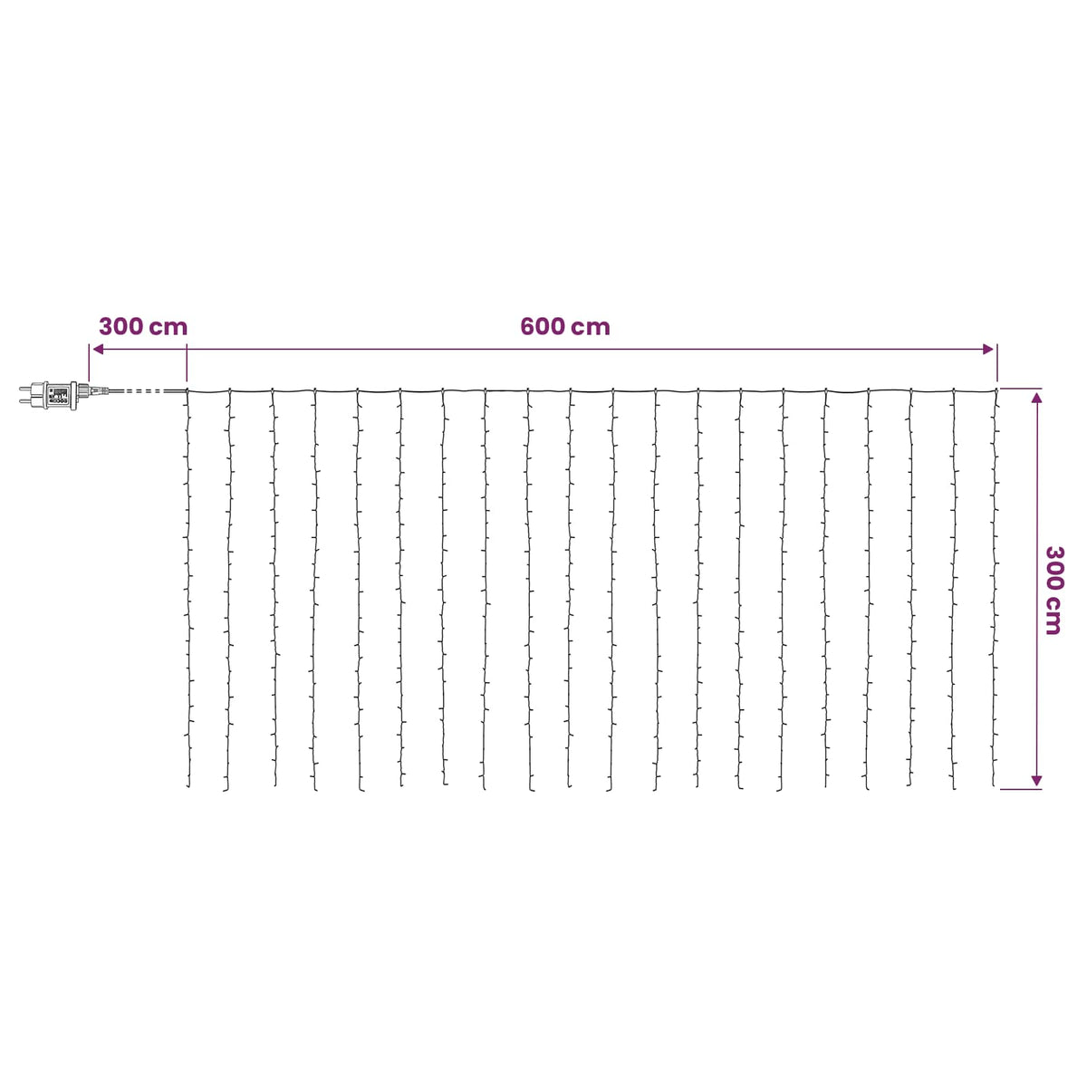 Curtain Lights 600 LEDs Cold White 600 x 300 cm