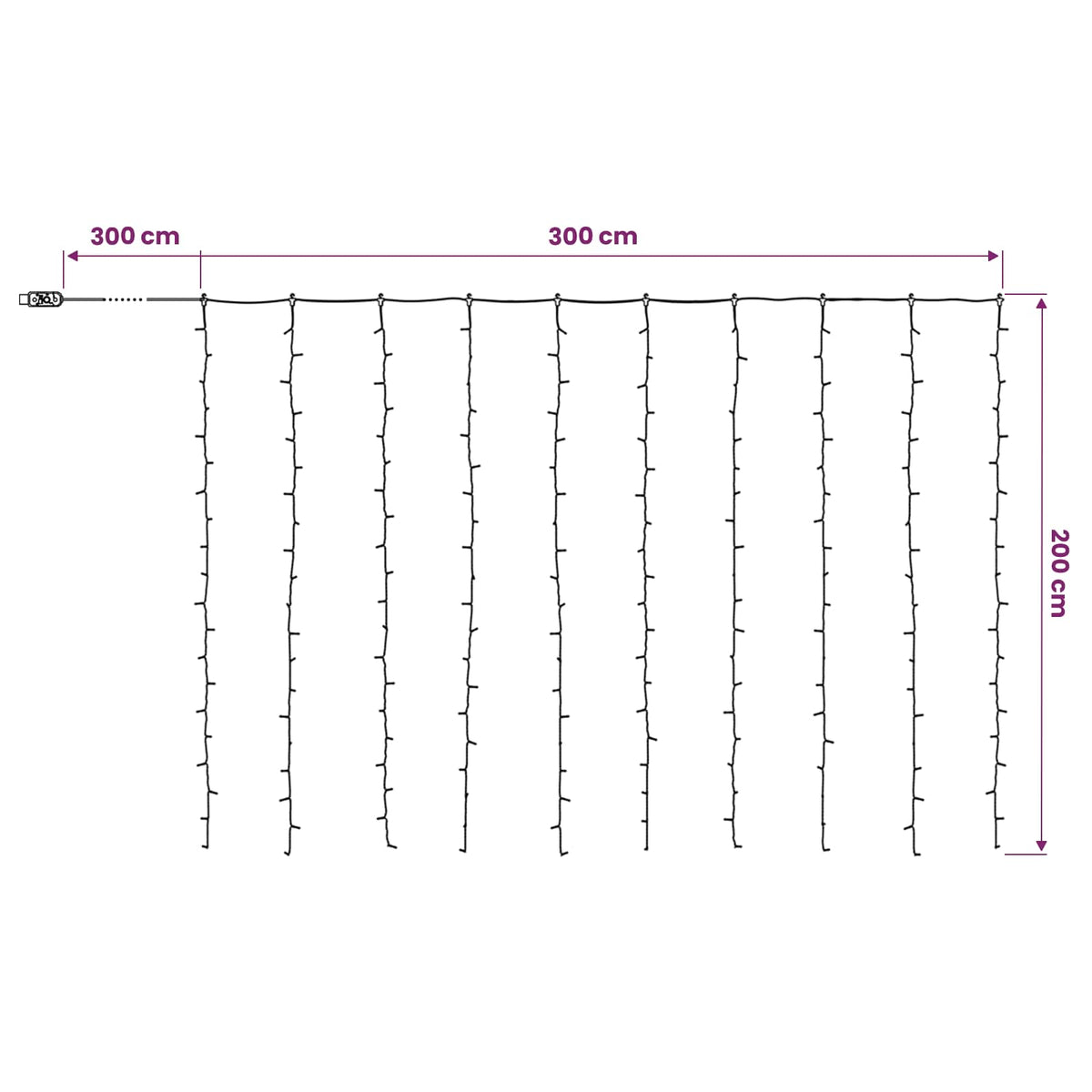 Curtain Lights 200 LEDs Cold White 300 x 200 cm