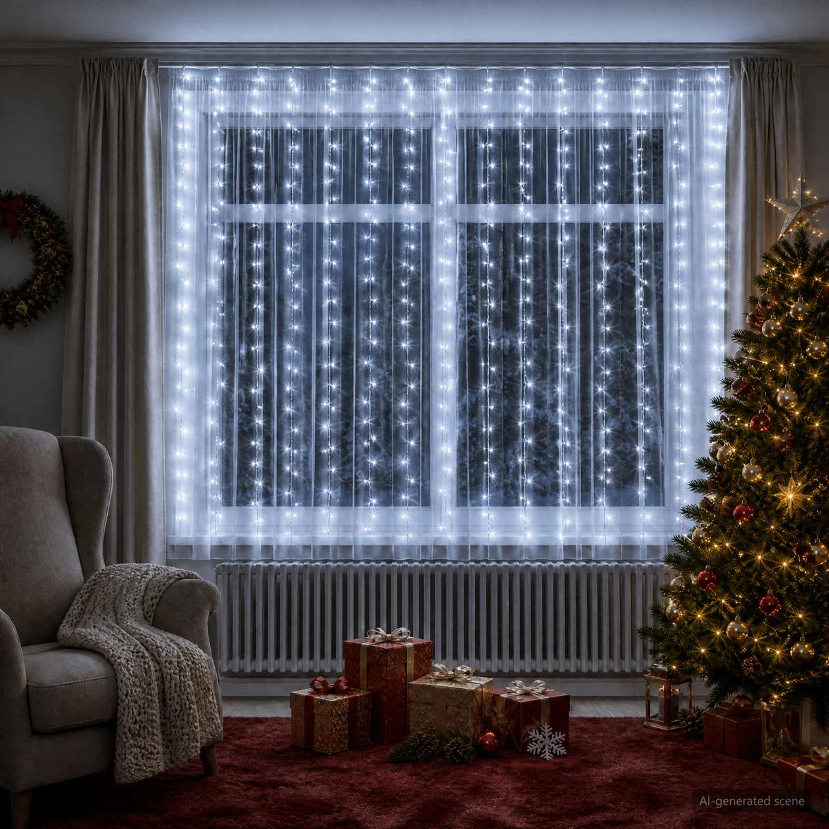 Curtain Lights 400 LEDs Cold White 600 x 200 cm