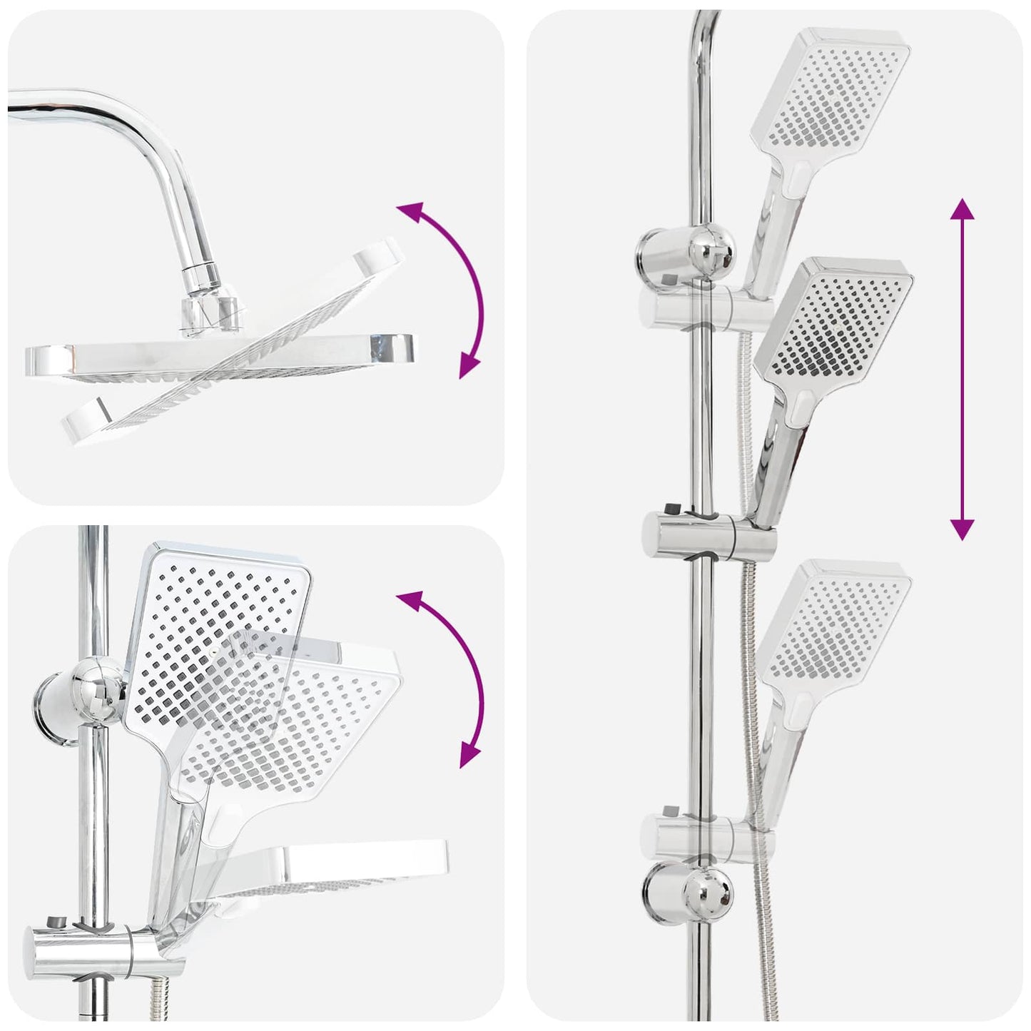 Shower System with Shower Head Chrome Stainless Steel