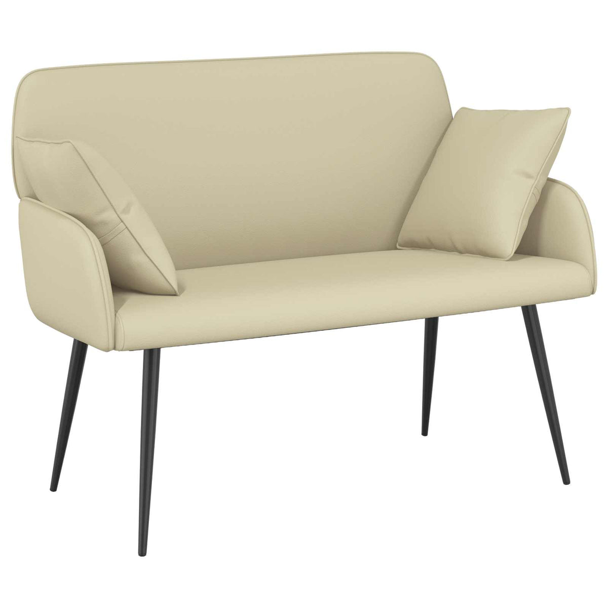 2 Seater Sofa with Metal Legs 2-Seater Cream Faux Leather