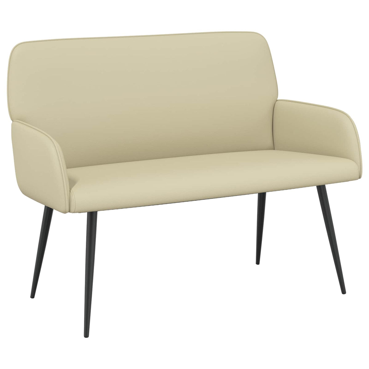 2 Seater Sofa with Metal Legs 2-Seater Cream Faux Leather