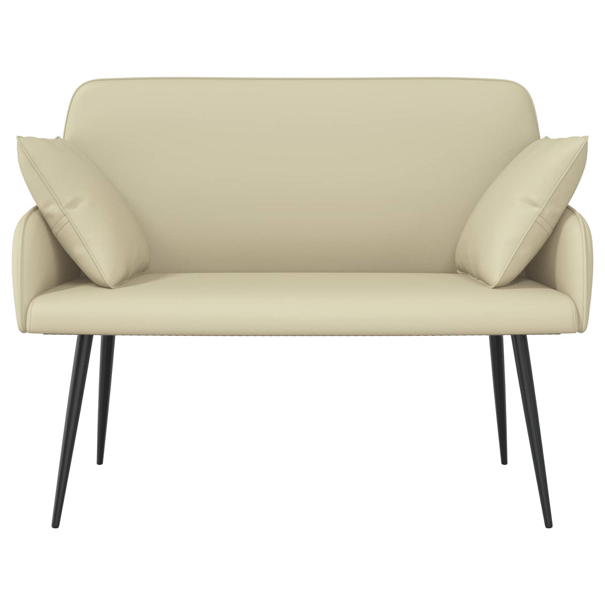 2 Seater Sofa with Metal Legs 2-Seater Cream Faux Leather