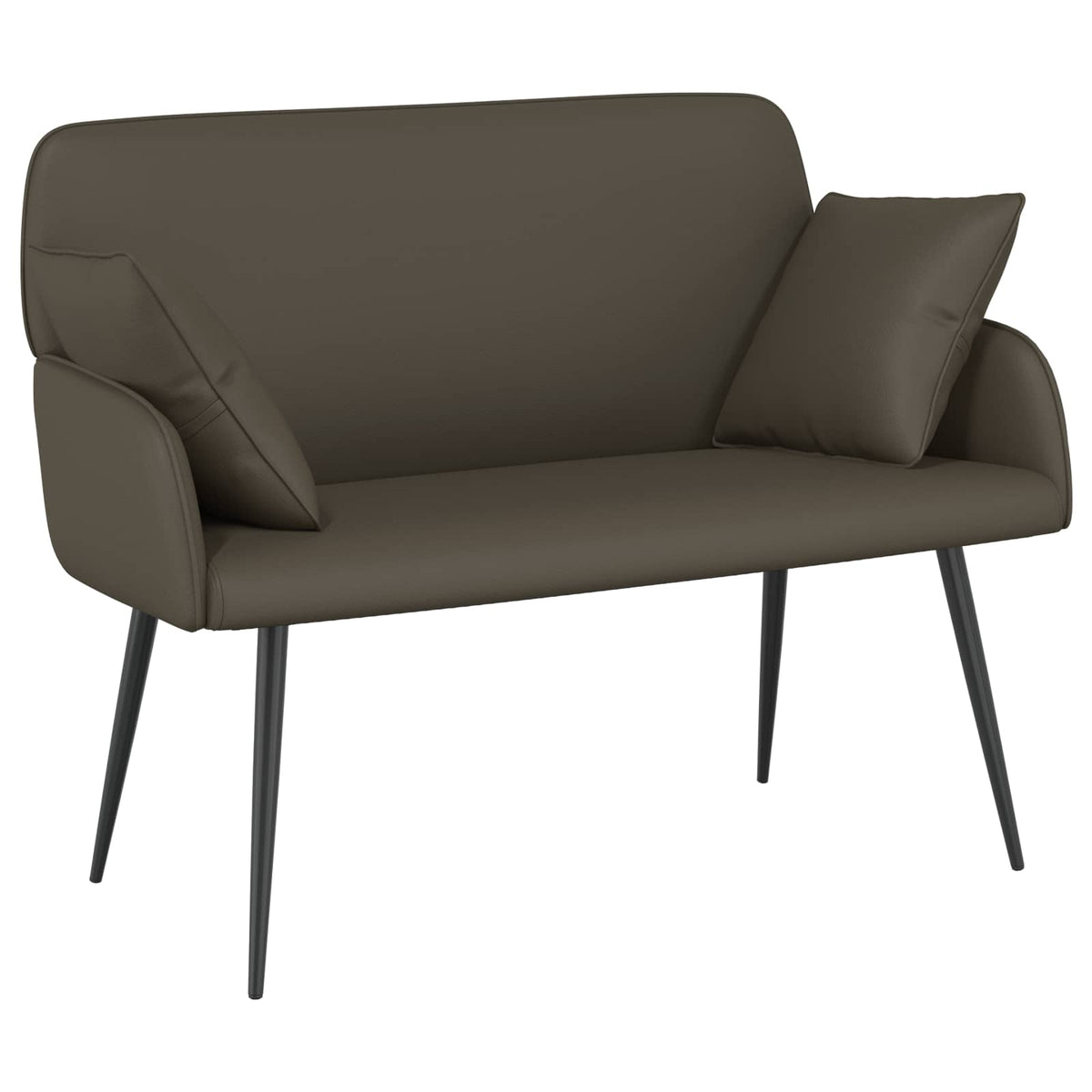 2 Seater Sofa with Metal Legs 2-Seater Grey Faux Leather