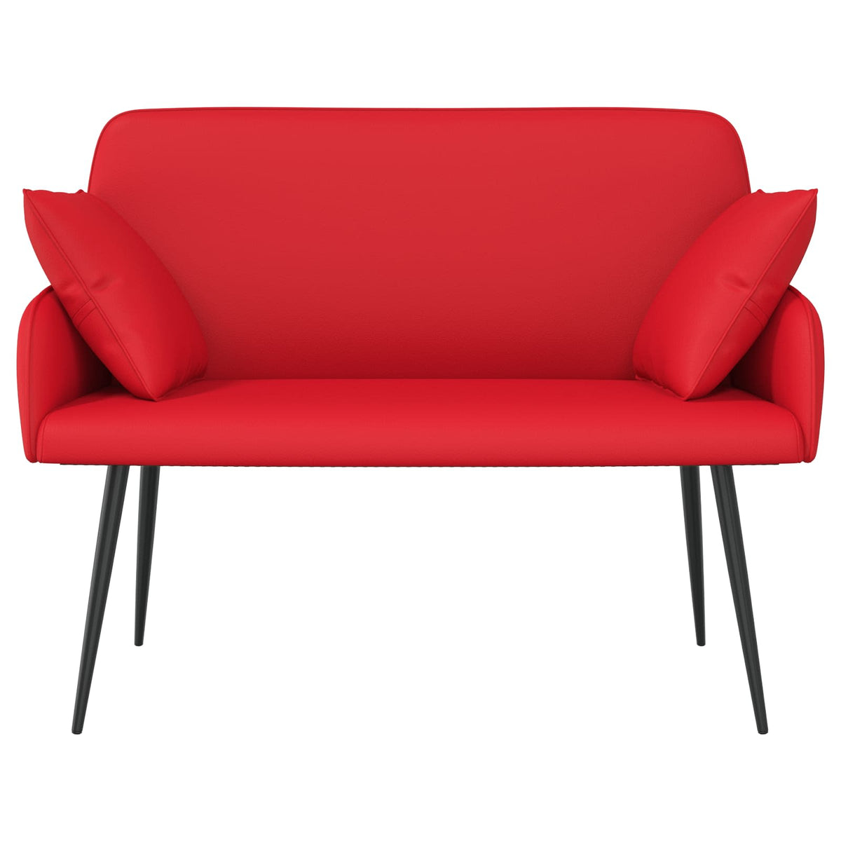 2 Seater Sofa with Metal Legs 2-Seater Red Faux Leather