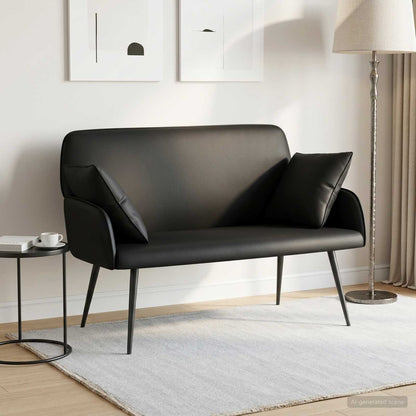 2 Seater Sofa with Metal Legs 2-Seater Black Faux Leather