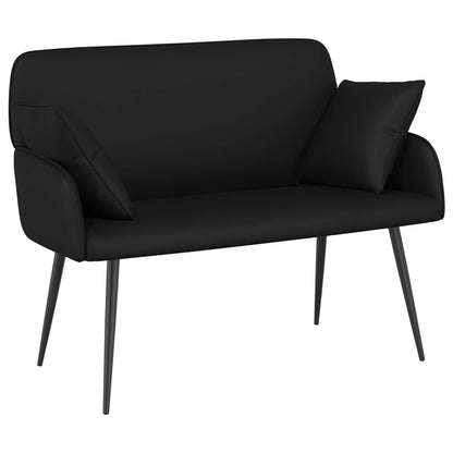 2 Seater Sofa with Metal Legs 2-Seater Black Faux Leather