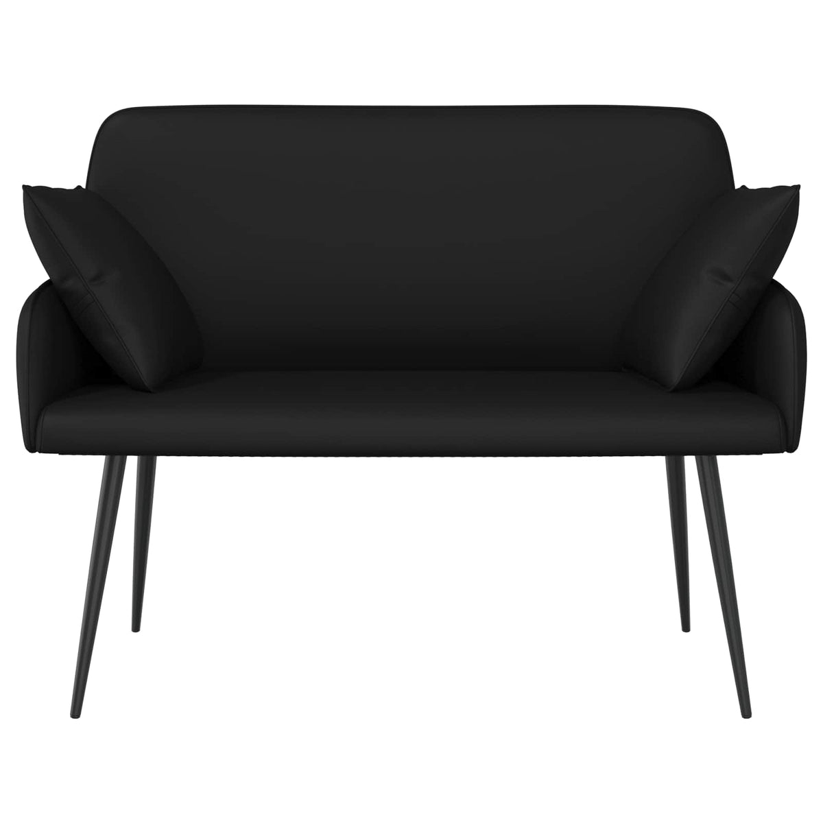 2 Seater Sofa with Metal Legs 2-Seater Black Faux Leather