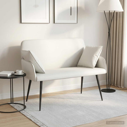2 Seater Sofa with Metal Legs 2-Seater White Faux Leather