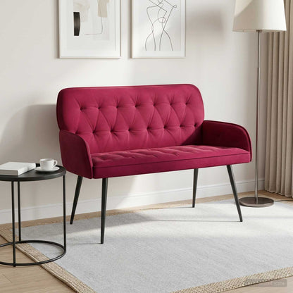 2 Seater Sofa with Metal Legs 2-Seater Wine Red Velvet