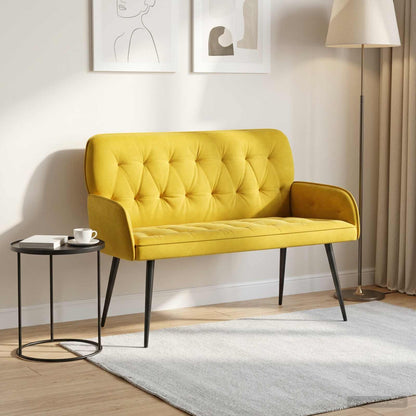 2 Seater Sofa with Metal Legs 2-Seater Yellow Velvet