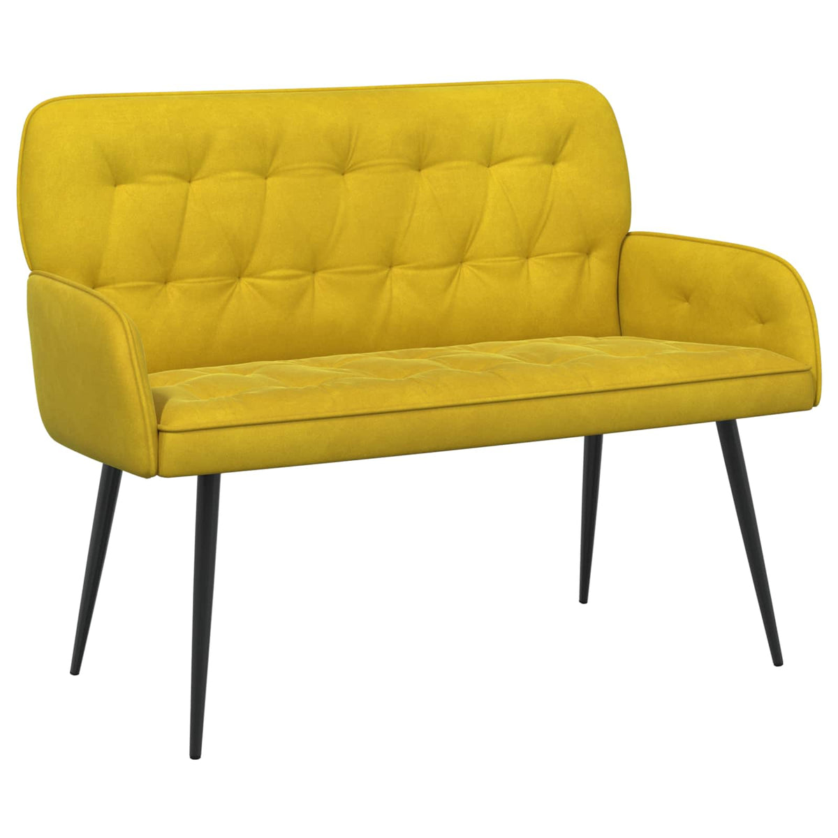 2 Seater Sofa with Metal Legs 2-Seater Yellow Velvet