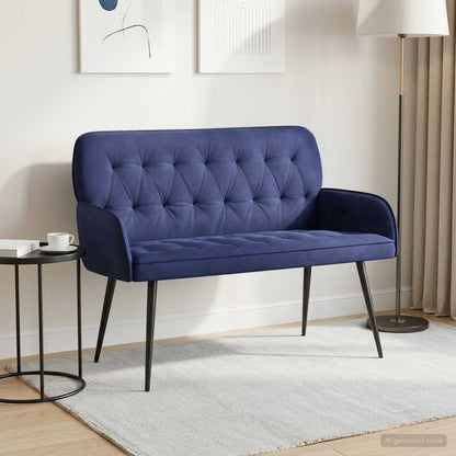 2 Seater Sofa with Metal Legs 2-Seater Police Blue Velvet