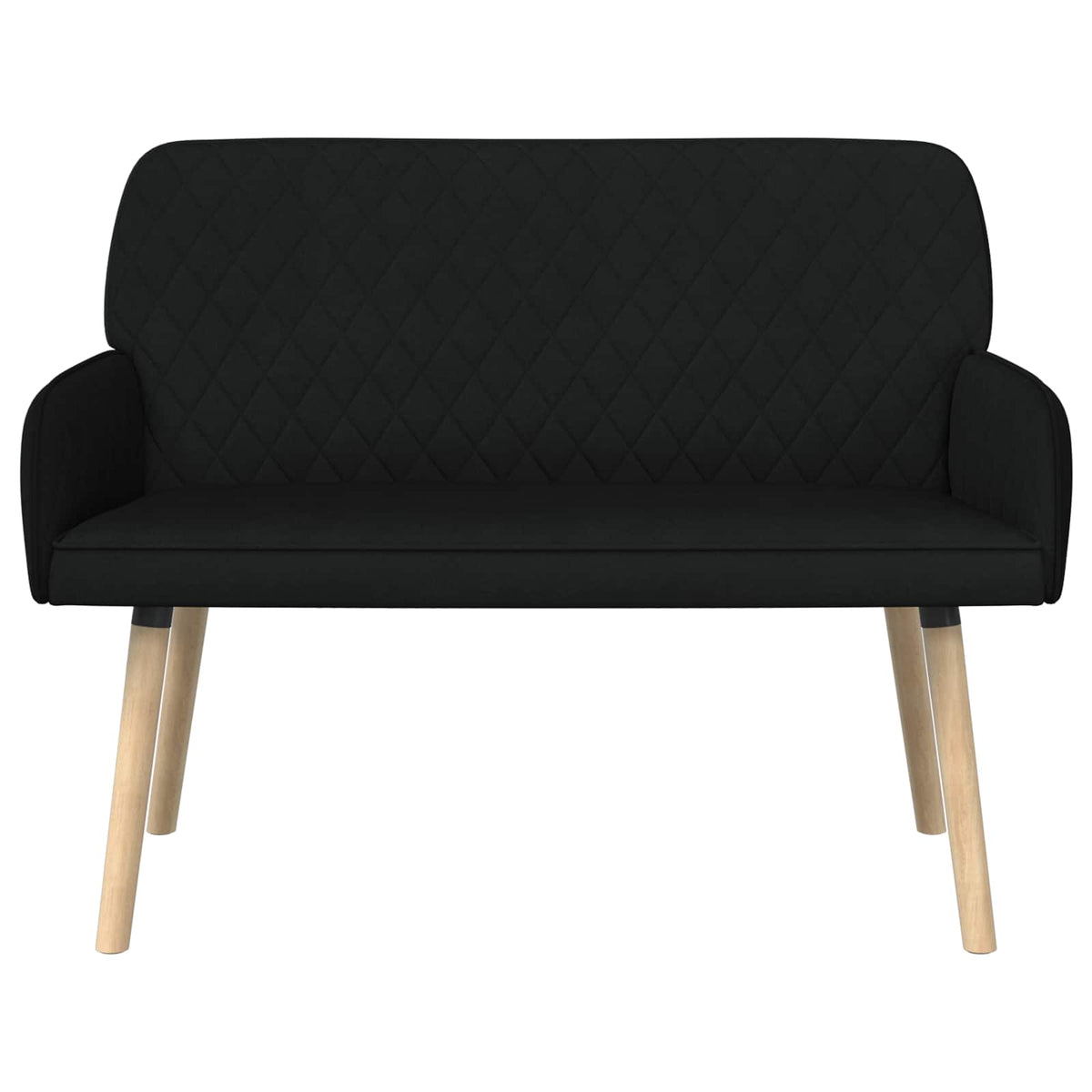 2 Seater Sofa with Solid Wood Legs 2-Seater Black Linen Fabric
