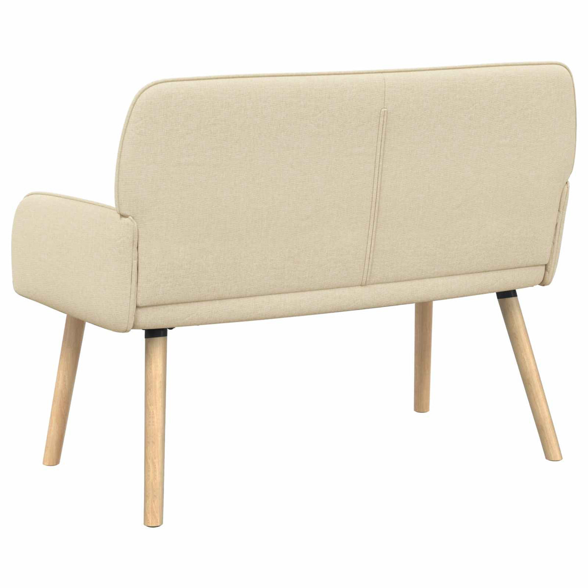2 Seater Sofa with Solid Wood Legs 2-Seater Cream Linen Fabric