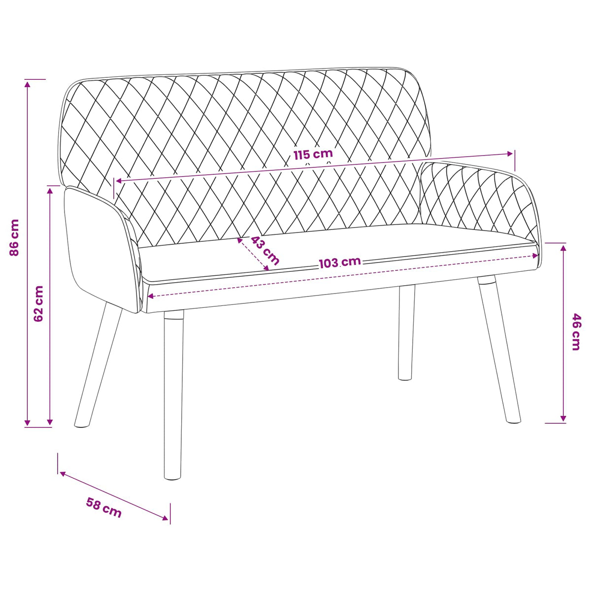 2 Seater Sofa with Solid Wood Legs 2-Seater Blue Linen Fabric