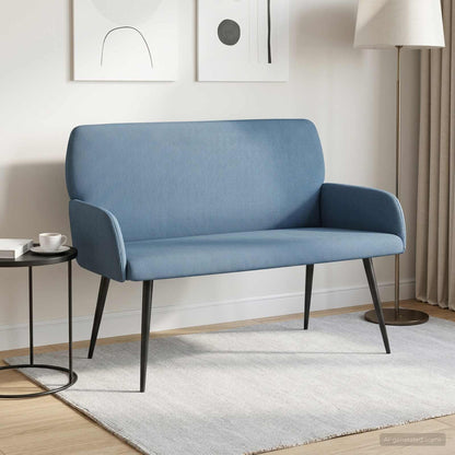 2 Seater Sofa with Metal Legs 2-Seater Blue Corduroy Fabric