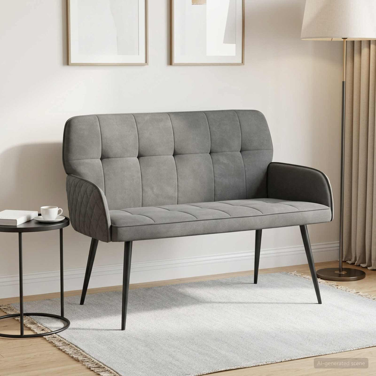 2 Seater Sofa with Metal Legs 2-Seater Dark Grey Velvet