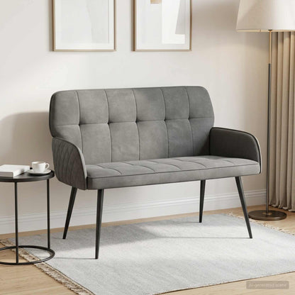 2 Seater Sofa with Metal Legs 2-Seater Dark Grey Velvet