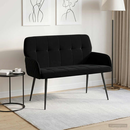 2 Seater Sofa with Metal Legs 2-Seater Black Velvet