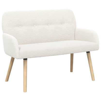 2 Seater Sofa with Solid Wood Legs Cream Bouclé